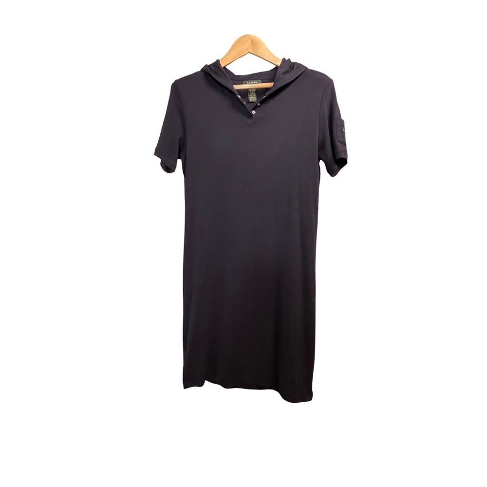 Lauren Ralph Lauren Navy Blue Hooded Polo Dress Short Sleeve Cotton LRL Size L